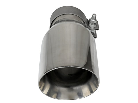 aFe MACH Force-Xp Univ 304 SS Double-Wall Clamp-On Exhaust Tip - Polished - 3in Inlet - 4.5in Outlet - 49T30454-P093