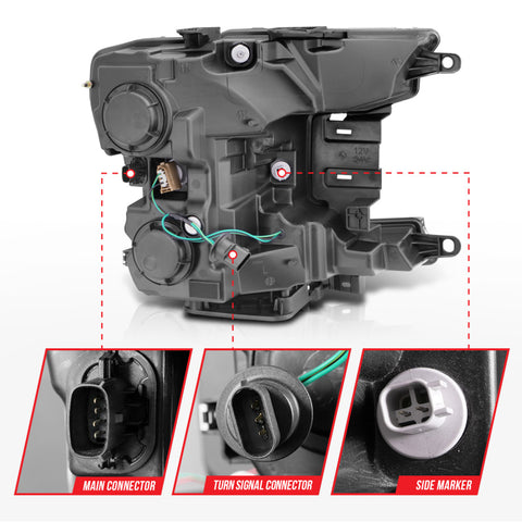 ANZO 2018-2020 Ford F-150 Projector Headlight w/Plank Style Switchback Chrome Housing - 111510