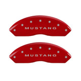 MGP 4 Caliper Covers Engraved Front Mustang Engraved Rear Bar & Pony Red finish silver ch - 10017SMBPRD