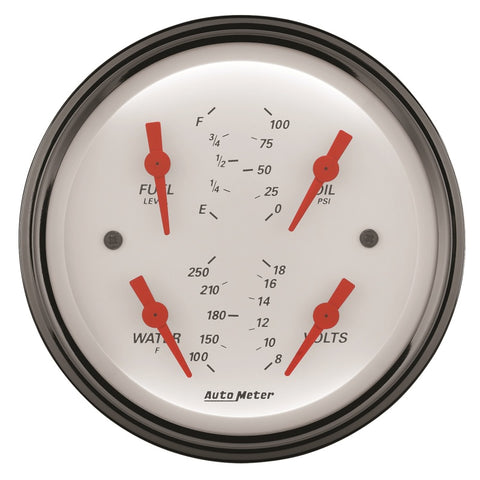 AutoMeter Gauge Quad 3-3/8in. 0 Ohm(e) to 90 Ohm(f)Elec Arctic White - 1314