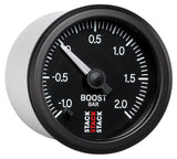 Autometer Stack 52mm -1 to +2 Bar (Incl T-Fitting) Pro Stepper Motor Boost Pressure Gauge - Black - ST3311