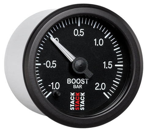Autometer Stack 52mm -1 to +2 Bar (Incl T-Fitting) Pro Stepper Motor Boost Pressure Gauge - Black - ST3311