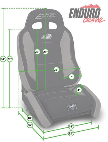 PRP EnduroCrawl Reclining Suspension Seat - Black Suede - Driver - A9001044-241