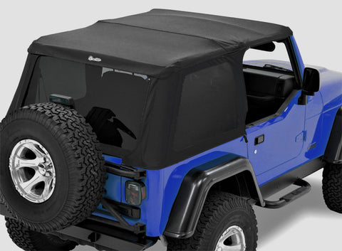 Bestop 97-06 Jeep Wrangler TJ A-Top Trektop (Prem Blk Twill Tinted Windows No Door Skins) - 59720-17