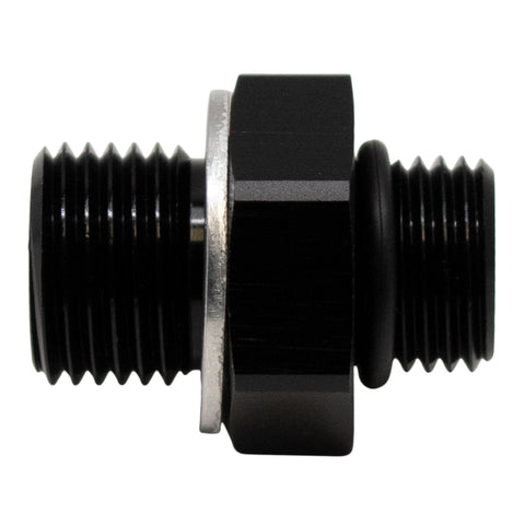 DeatschWerks 6AN ORB Male to M16 X 1.5 Metric Male (Incl O-Ring and Washer) - Anodized Matte Black - 6-02-0604-B