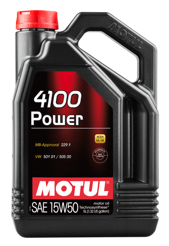 Motul 5L Engine Oil 4100 POWER 15W50 - VW 505 00 501 01 - MB 229.1 - 100273