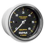 Autometer Marine Carbon Fiber Ultra-Lite Gauge 3-3/8in Tachometer 6K RPM - 200752-40