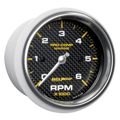 Autometer Marine Carbon Fiber Ultra-Lite Gauge 3-3/8in Tachometer 6K RPM - 200752-40