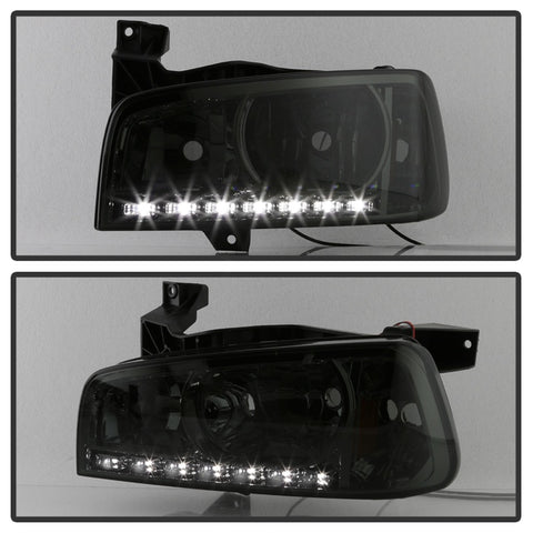 xTune Dodge Charger 06-10 1Pc LED Crystal Headlights Smoke HD-ON-DCH05-1PC-LED-SM - 5017642