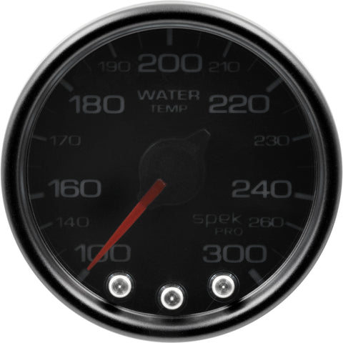 Autometer Spek-Pro Gauge Water Temp 2 1/16in 300f Stepper Motor W/Peak & Warn Blk/Smoke/Blk - P34652