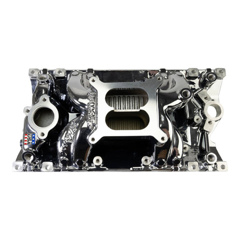 Edelbrock RPM Air-Gap Manifold for Small-Block Chevy Vortec - Chrome Plasma - 7516-CP