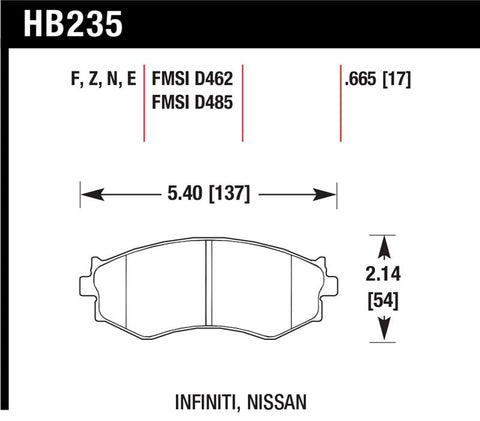 Hawk 91-96 Infiniti G20/ Nissan 240SX/ Sentra HPS Street Front Brake Pads - HB235F.665