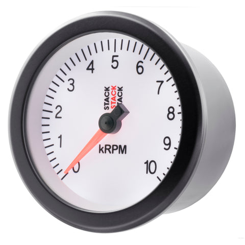 Autometer Stack Sport 88mm 0-10K RPM Tachometer - White - ST100-010W