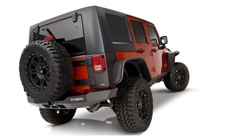 Bushwacker 07-18 Jeep Wrangler Unlimited Flat Style Flares 4pc 4-Door Sport Utility Only - Black - 10918-07