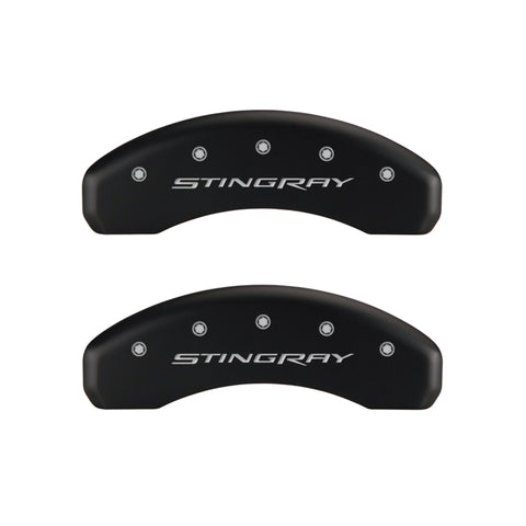 MGP 4 Caliper Covers Engraved Front & Rear Stingray Red finish silver ch - 13084SSTYRD
