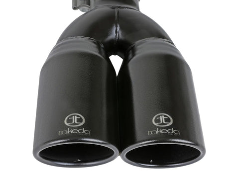 aFe Takeda 304 Stainless Steel Clamp-on Exhaust Tip Black 2-1/2ininlet x 3-1/2in Outlet X 12in L - 49T25374-B121