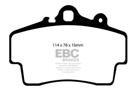EBC 97-99 Porsche Boxster (Cast Iron Rotors only) 2.5 Yellowstuff Front Brake Pads - DP41207R