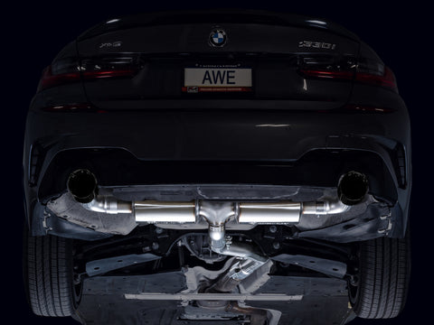 AWE 19-23 BMW 330i / 21-23 BMW 430i Base G2X Touring (Excl. Conv) Axle-Back Exhaust - Diamond Black - 3015-33429