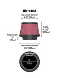 K&N Universal Rubber Filter 5in Flange ID x 6.5in Base OD x 4.5in Top OD x 4.125in Height - RU-5163
