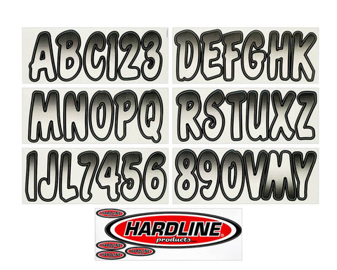 Hardline Boat Lettering Registration Kit 3 in. - 200 White/Black - WHBKG200