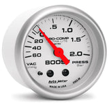 Autometer Ultra-Lite 52mm 60cm/HG-2.0Bar Mechanical Vacuum/Boost Gauge - 4303-M