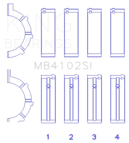 King Engine Bearings Chrysler 226 (3.7L) (Size +1.0mm) Main Bearing Set - MB4102SI1.0