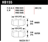 Hawk 86-95 Mazda RX-7 (Exc 1992) Black Race Front Brake Pads - HB155M.580