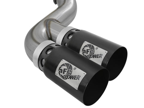 aFe Rebel XD 4in SS DPF-Back Exhaust 17-18 Ford Diesel Trucks V8-6.7L (td) w/ Dual Black Tips - 49-43102-B