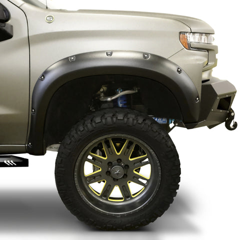 Lund 19-21 Chevy Silverado 1500 RX-Rivet Style Textured Elite Series Fender Flares-Black (2Pc.Front) - RX140TA