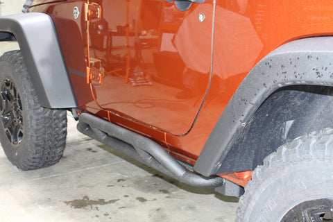 Fishbone Offroad 07-18 Jeep JK 2 Door Wrangler JK Steel Rock Sliders - Blk Textured Powdercoat - FB23008