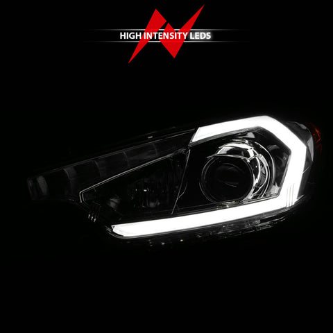 ANZO 2014-2016 Kia Forte Projector Headlights w/ Light Bar Chrome Housing - 121561