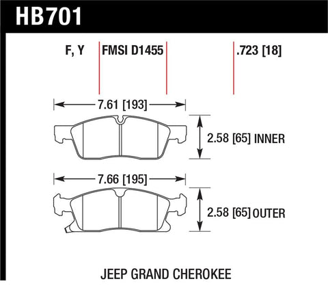 Hawk 11-12 Dodge Durango / 11-12 Jeep Grand Cherokee LTS Front Street Brake Pads - HB701Y.723