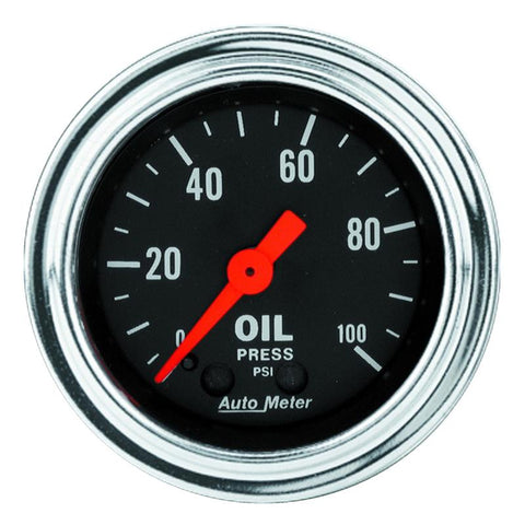 Autometer Traditional Chrome 2-1/16in 100 PSI Mechanical Oil Pressure Gauge - 2421