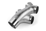 APR Cast T304 Stainless Steel Double Y-Splitter - 76mm to Quad 63.5mm (3in to Quad 2.5in) - EXH0146
