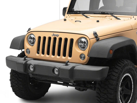 Raxiom 07-18 Jeep Wrangler Axial Series 7-Inch LED Headlights w DRL/ Black Housing - Clear Lens - J178741