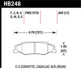 Hawk 97-06 Corvette (incl C5 Z06) HPS Street Rear Brake Pads - HB248F.650