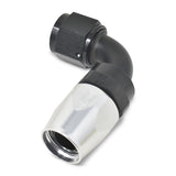 Russell Performance -10 AN Black/Silver 90 Degree Full Flow Hose End - 610183