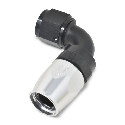 Russell Performance -10 AN Black/Silver 90 Degree Full Flow Hose End - 610183