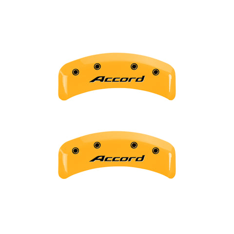 MGP 4 Caliper Covers Engraved Front Accord Engraved Rear Accord Yellow finish black ch - 20130SACCYL