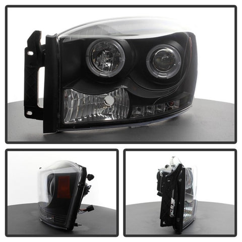 Spyder Dodge Ram 1500 06-08/Ram 2500 06-09 Projector Headlights LED Halo LED Blk PRO-YD-DR06-HL-BK - 5010001