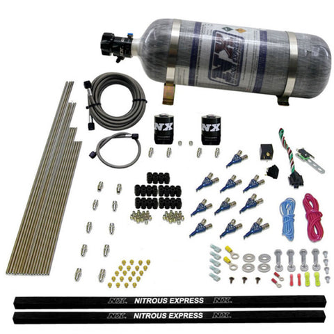 Nitrous Express 10 Cyl Piranha Nozzle Direct Port Nitrous Kit (250-500HP) w/Composite Bottle - 81000EFI-12