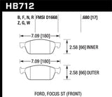 Hawk 13 Ford Focus DTC-60 Front Race Brake Pads - HB712G.680