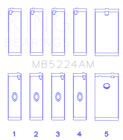 King Engine Bearings General Motors 400CI 6.6L V8 OHV Crankshaft Main Bearing Set (Set of 5) - MB5224AM