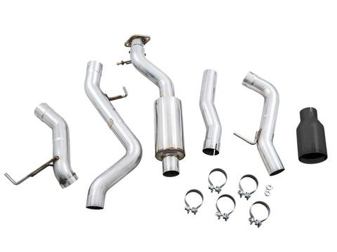 AWE Tuning 2021+ Ford Bronco 0FG Single Rear Exit Exhaust w/Diamond Black Tip & Bash Guard - 3015-23789
