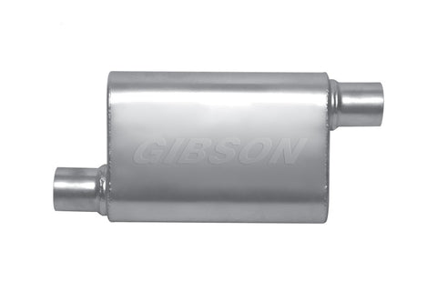 Gibson MWA Superflow Offset/Offset Oval Muffler - 4x9x14in/2.5in Inlet/2.5in Outlet - Stainless - BM0104
