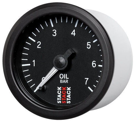 Autometer Stack 52mm 0-7 Bar M10 Male Pro Stepper Motor Oil Pressure Gauge - Black - ST3301