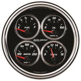 Autometer Designer Black II 100PSI/100-250 Deg F/8-18 Volt Oil Press/Water Temp/Volt/Fuel Quad Gauge - 1224