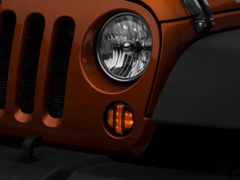 Raxiom 07-18 Jeep Wrangler JK Axial Series LED Front Turn Signals (Smoked) - J119943