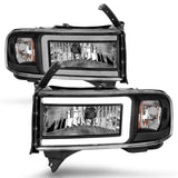 ANZO 94-02 Dodge RAM Crystal Headlight - w/ Light Bar Black Housing - 111554