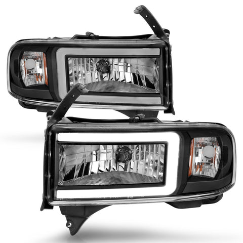 ANZO 94-02 Dodge RAM Crystal Headlight - w/ Light Bar Black Housing - 111554